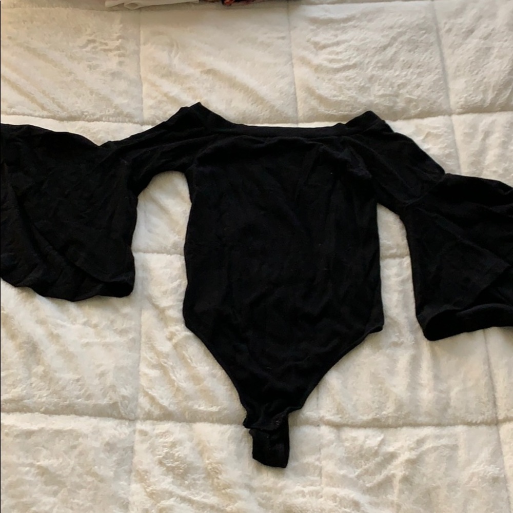 Black off the shoulder bodysuit